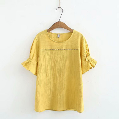 Vabaaja naiste lühike T-särk laiade lühikeste varrukate ja ovaalse kaelusega