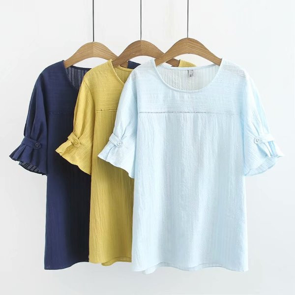 Vabaaja naiste lühike T-särk laiade lühikeste varrukate ja ovaalse kaelusega