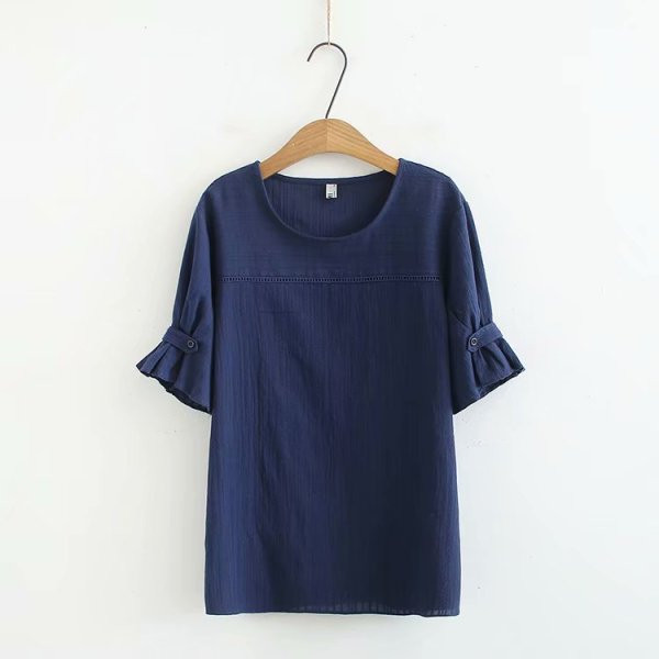 Vabaaja naiste lühike T-särk laiade lühikeste varrukate ja ovaalse kaelusega