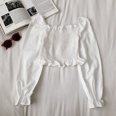 Bluză de damă modernă cu decolteu pătrat și mâneci largi