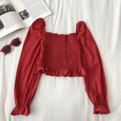 Bluză de damă modernă cu decolteu pătrat și mâneci largi