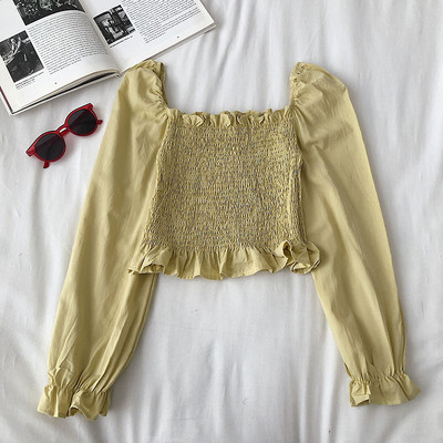 Bluză de damă modernă cu decolteu pătrat și mâneci largi