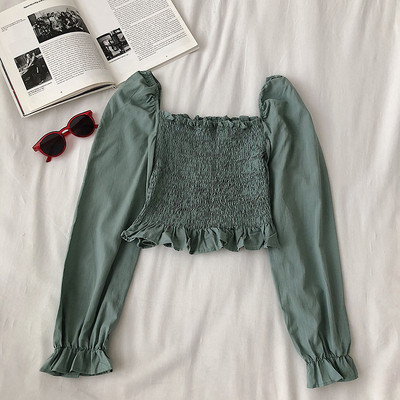 Bluză de damă modernă cu decolteu pătrat și mâneci largi