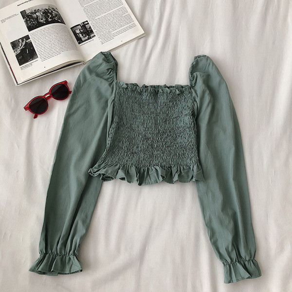 Bluză de damă modernă cu decolteu pătrat și mâneci largi