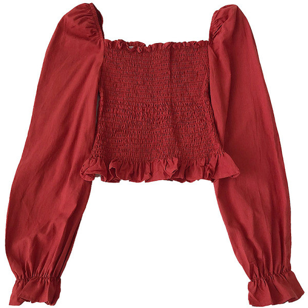 Bluză de damă modernă cu decolteu pătrat și mâneci largi