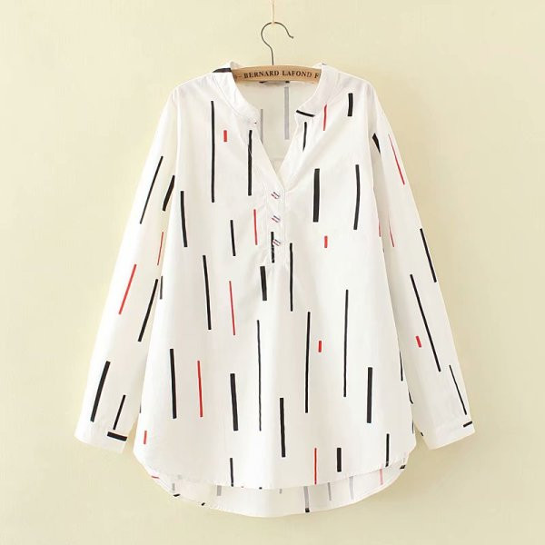 Ikdienas sieviešu krekls ar garām piedurknēm un pogām