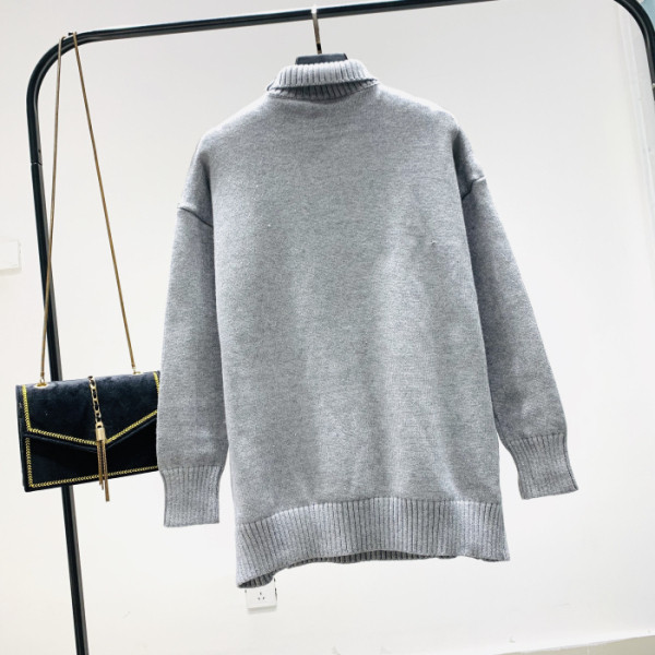 Jauna modeļa sieviešu džemperis ar augstu polo apkakli un pogām