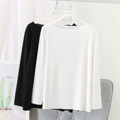 Alkalmi női blúz sima modell hosszú ujjal és ovális nyakkivágással