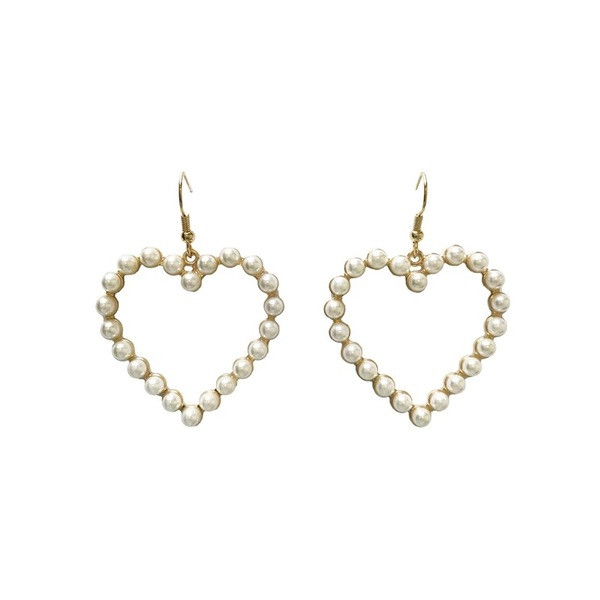 Moteriški širdelės formos auskarai su perlais