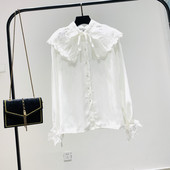 Camasa de dama model nou cu guler din dantela si maneci lungi