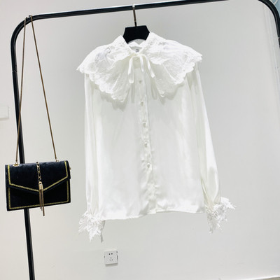 Camasa de dama model nou cu guler din dantela si maneci lungi