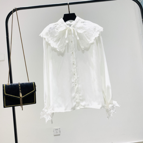 Camasa de dama model nou cu guler din dantela si maneci lungi