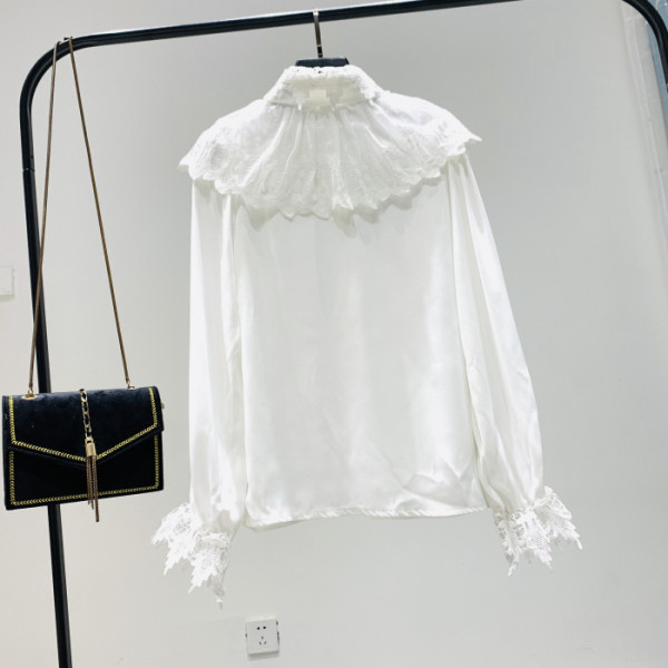 Camasa de dama model nou cu guler din dantela si maneci lungi