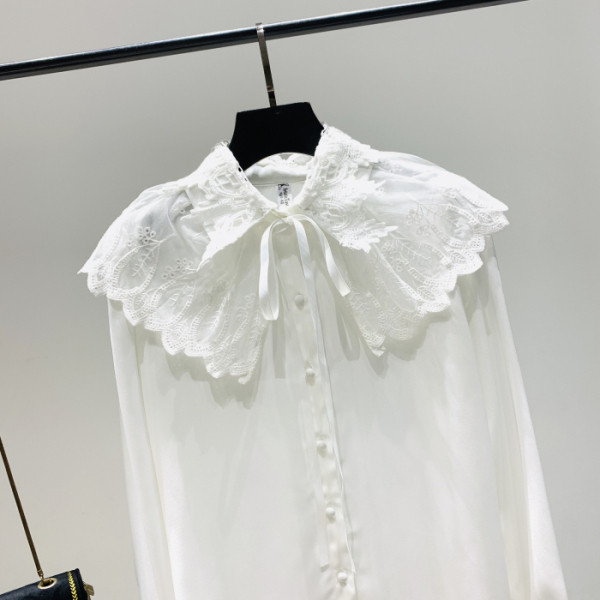 Camasa de dama model nou cu guler din dantela si maneci lungi