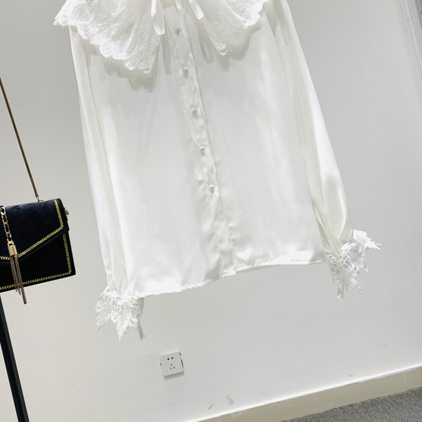 Camasa de dama model nou cu guler din dantela si maneci lungi