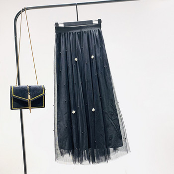 Új modell női szoknya gyöngyökkel, tüllel és virágokkal - szabású modell