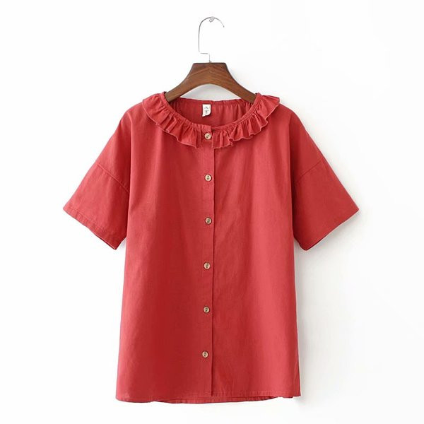 Paprasti moteriški marškiniai su ovalia iškirpte ir trumpomis rankovėmis