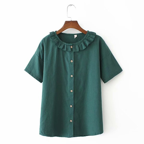 Paprasti moteriški marškiniai su ovalia iškirpte ir trumpomis rankovėmis