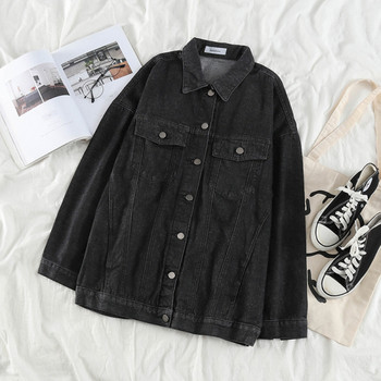 Aktuális női farmerdzseki széles modell hosszú ujjakkal és zsebekkel