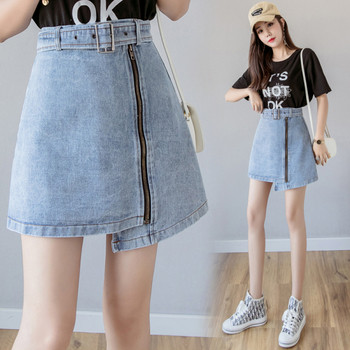 Új modell rövid női farmerszoknya övvel és cipzárral