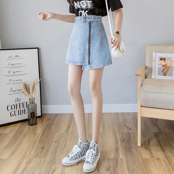 Új modell rövid női farmerszoknya övvel és cipzárral