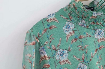 Šifoninė pavasarinė suknelė su polo apykakle ir juosmens raiščiais