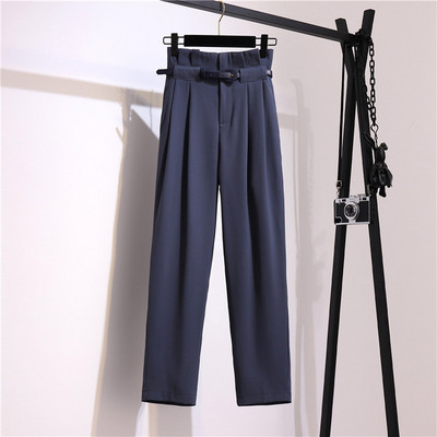 Jauns stilīgu sieviešu bikšu modelis ar augstu vidukli un jostu