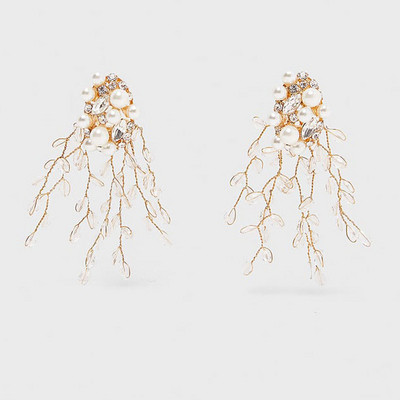 Retro sieviešu auskari ar akmeņiem un pērlēm