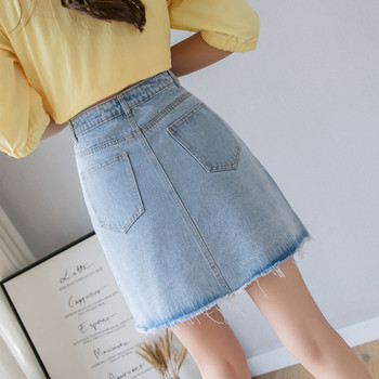 Moodne naiste teksaseelik tikandi ja pitsiga – kõrge vöökoht