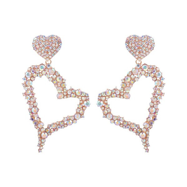 Sieviešu auskari sirds formā, kas klāta ar akmeņiem