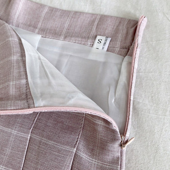 Kockás női redőzött szoknya, magas derékkal