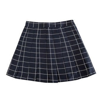 Kockás női redőzött szoknya, magas derékkal