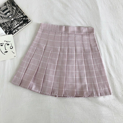 Kockás női redőzött szoknya, magas derékkal