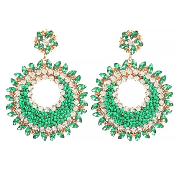 Kerek női fülbevaló kis gyöngyökkel és kövekkel