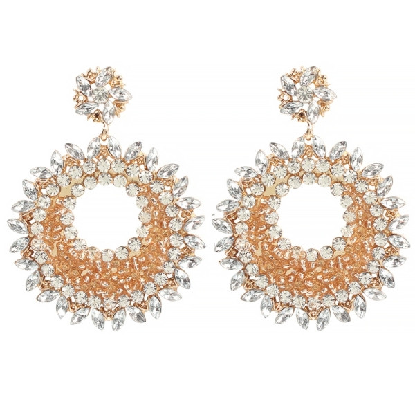 Kerek női fülbevaló kis gyöngyökkel és kövekkel