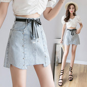 Asümmeetriline naiste teksaseelik kabe ja vööga