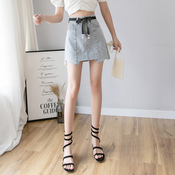 Asümmeetriline naiste teksaseelik kabe ja vööga