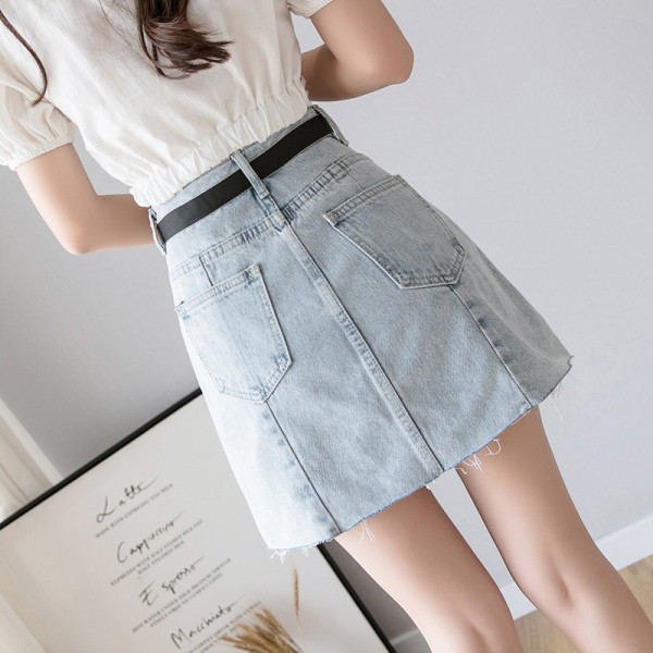 Asümmeetriline naiste teksaseelik kabe ja vööga