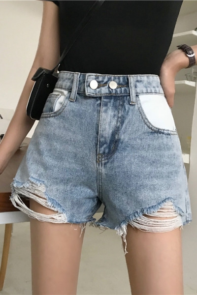 Džinsu šorti ar saplēstiem motīviem un izmēriem līdz 5XL