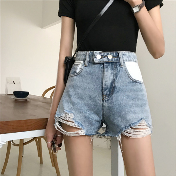 Džinsu šorti ar saplēstiem motīviem un izmēriem līdz 5XL