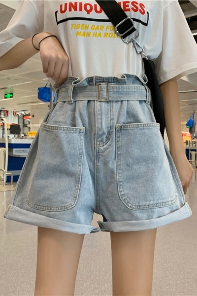 Széles farmer rövidnadrág magas derékkal és 5XL méretig