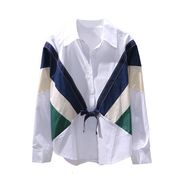 Aktuāls sieviešu krekls ar klasisku apkakli un lentīti