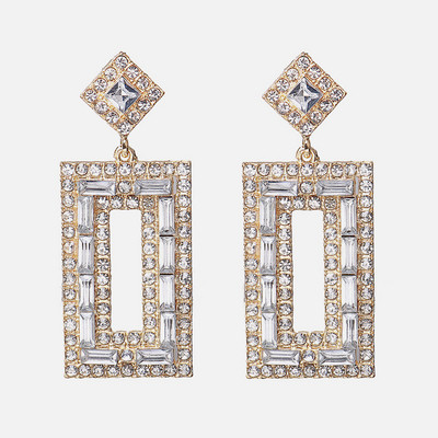 Modernūs moteriški stačiakampio formos auskarai