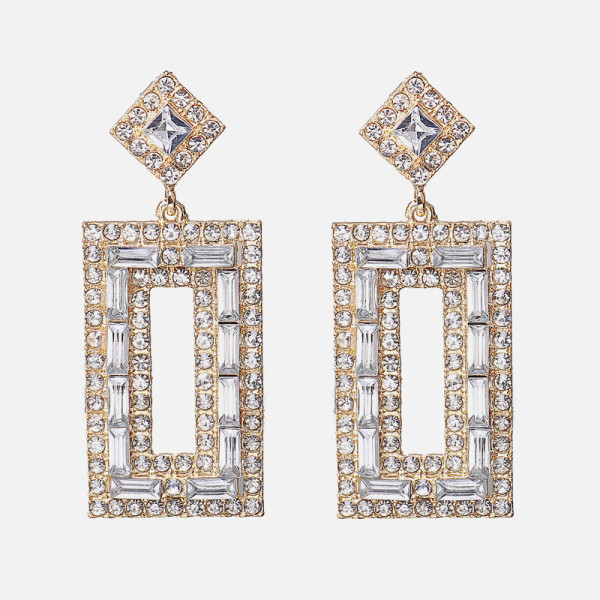 Modernūs moteriški stačiakampio formos auskarai