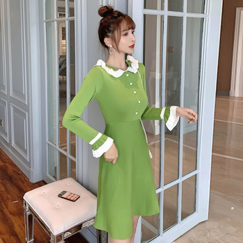 Sieviešu pavasara kleita retro stilā ar cirtām un pogām