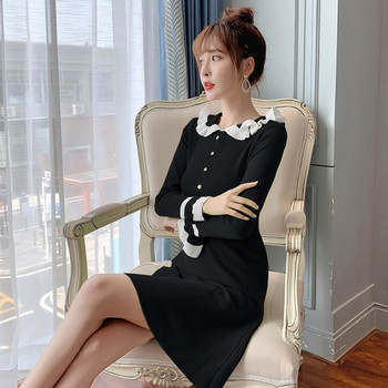 Sieviešu pavasara kleita retro stilā ar cirtām un pogām