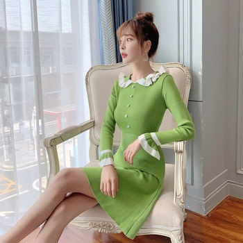 Sieviešu pavasara kleita retro stilā ar cirtām un pogām