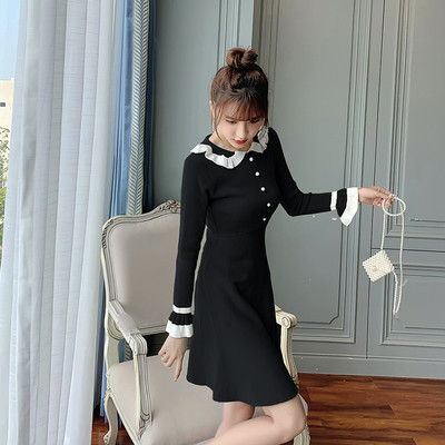 Sieviešu pavasara kleita retro stilā ar cirtām un pogām