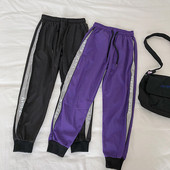 Pantaloni casual dama cu margini si talie elastica