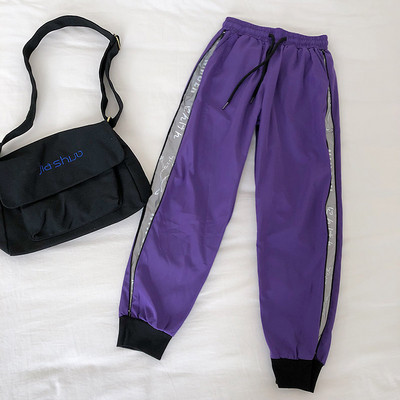 Pantaloni casual dama cu margini si talie elastica